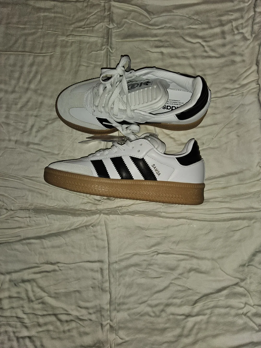 Adidas Samba XLG White and Black Sneakers With Gum Sole